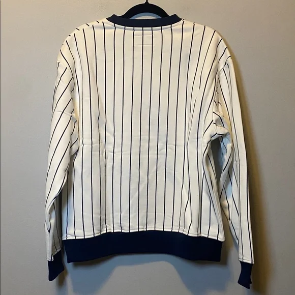Bogey Boys Pinstripe Crewneck Pullover NEW Mens Large Navy Blue White Sweatshirt - Picture 9 of 13